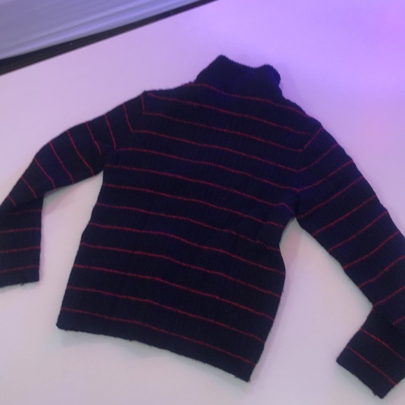 Pendeleton Mens Zip Blue Cardigan Sweater withRed Horizontal Stripes,Size Medium - Picture 3 of 3